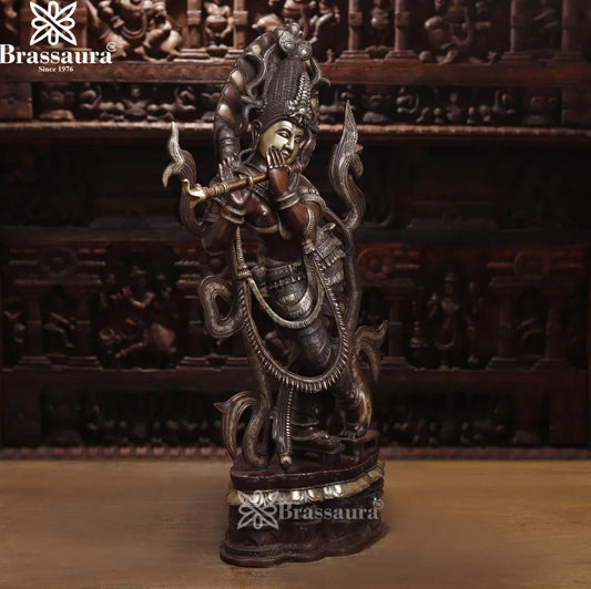 Brass Krishna Murti Weight 29.27 Kg And Height 35 Inch