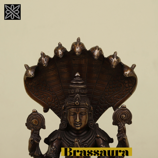 Brassaura™ Handcrafted Brass Patanjali Statue with Copper Finish | 11 Inches Height | 3.15 Kgs Weight | Symbol of Wisdom & Spiritual Growth