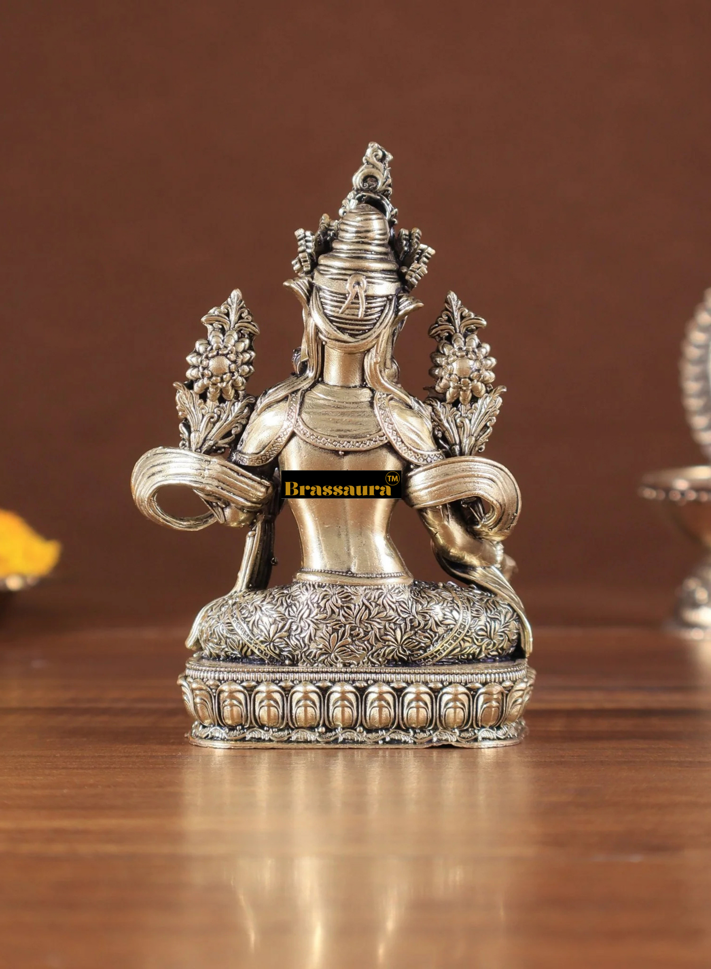 Brassaura™ Green Tara Brass Idol – Height 4.5 Inches, Weight 200 g