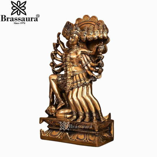 Brassaura™ Handcrafted Brass 10 Leg Kali Maa Murti – Height 15 Inches & Weight 8.5 Kgs | Temple & Home Décor