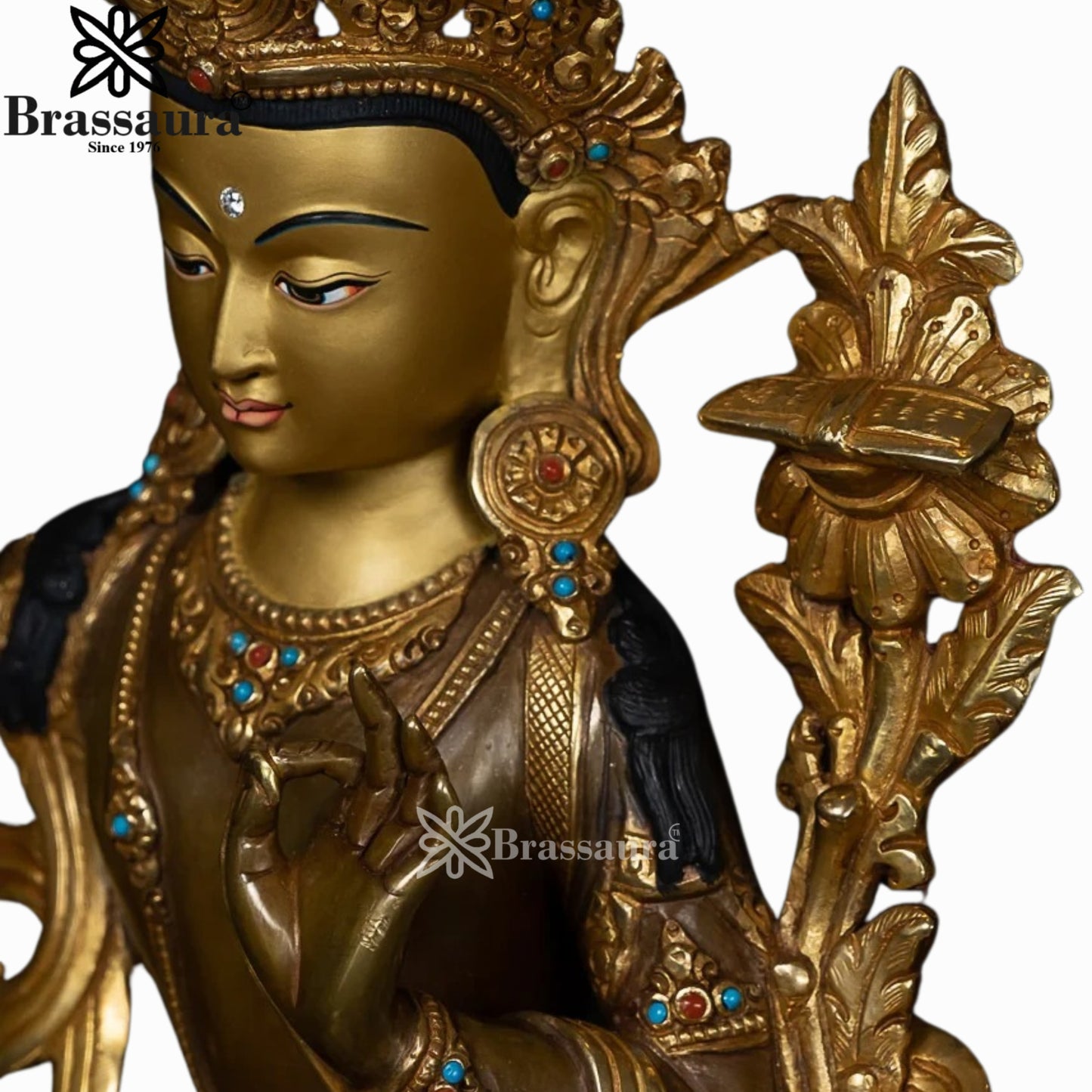 Brass Nepali Manjushri Statue Weight 3.8 Kg And Height 12 Inch