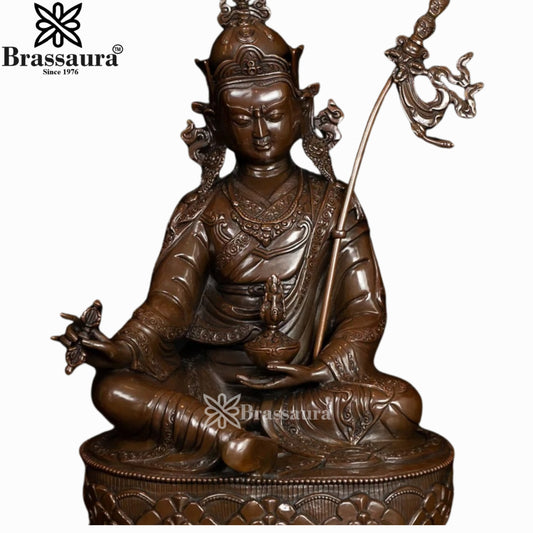 Nepali Copper Rinpoche Statue Weight 4.8 Kg And Height 14.5 Inch