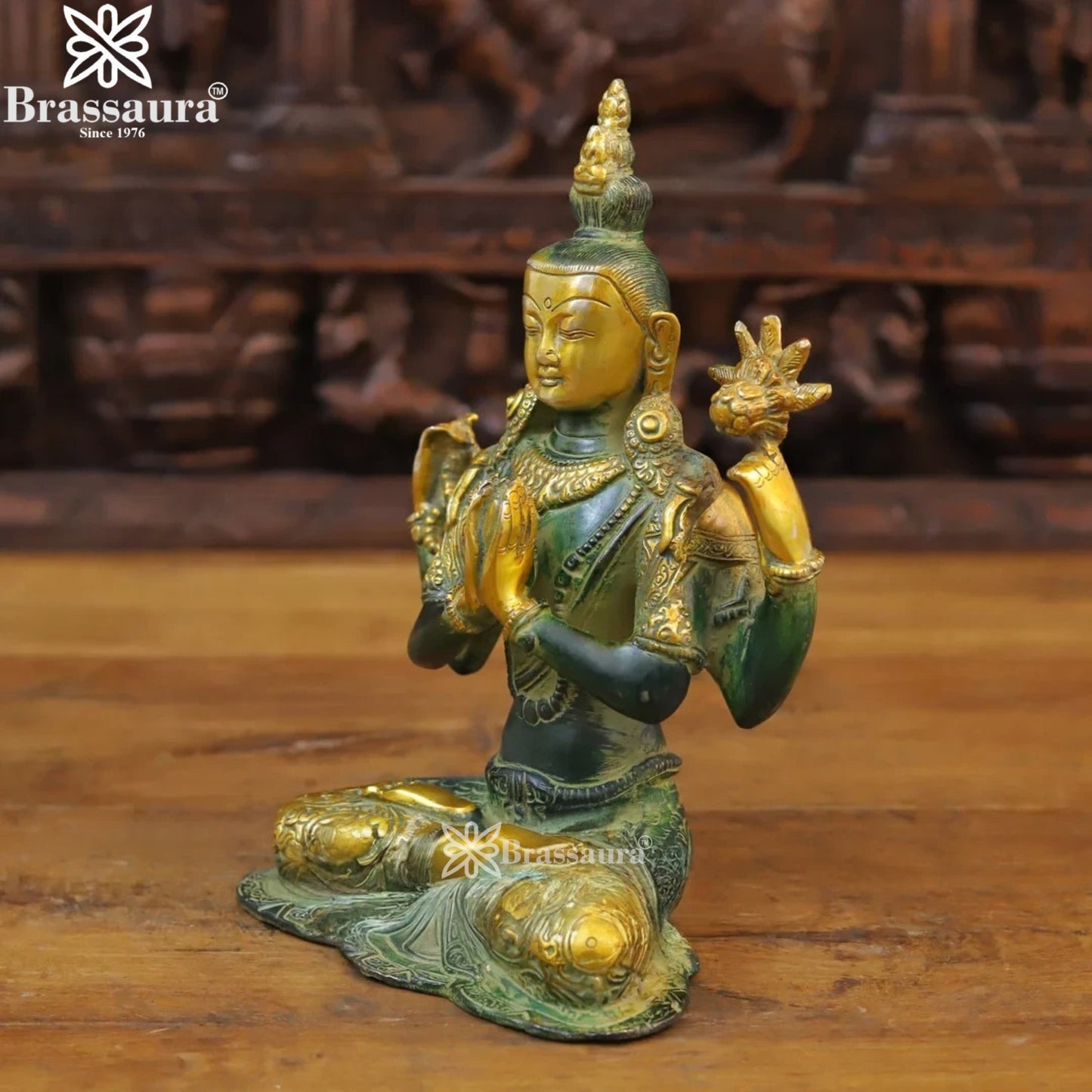 Brass Vintage Tara Statue Weight 3.08 Kg And Height 10.5 Inch