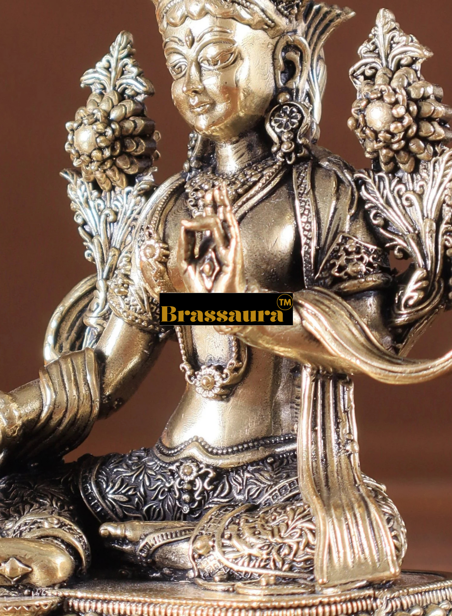 Brassaura™ Green Tara Brass Idol – Height 4.5 Inches, Weight 200 g