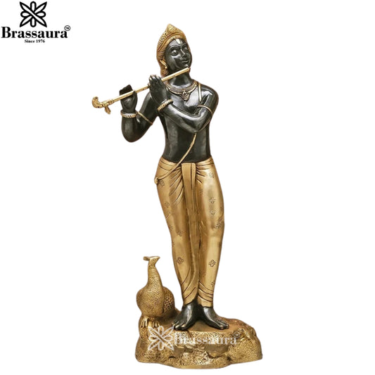 Brass Krishna Murti Weight 14.6 Kg And Height 30 Inch
