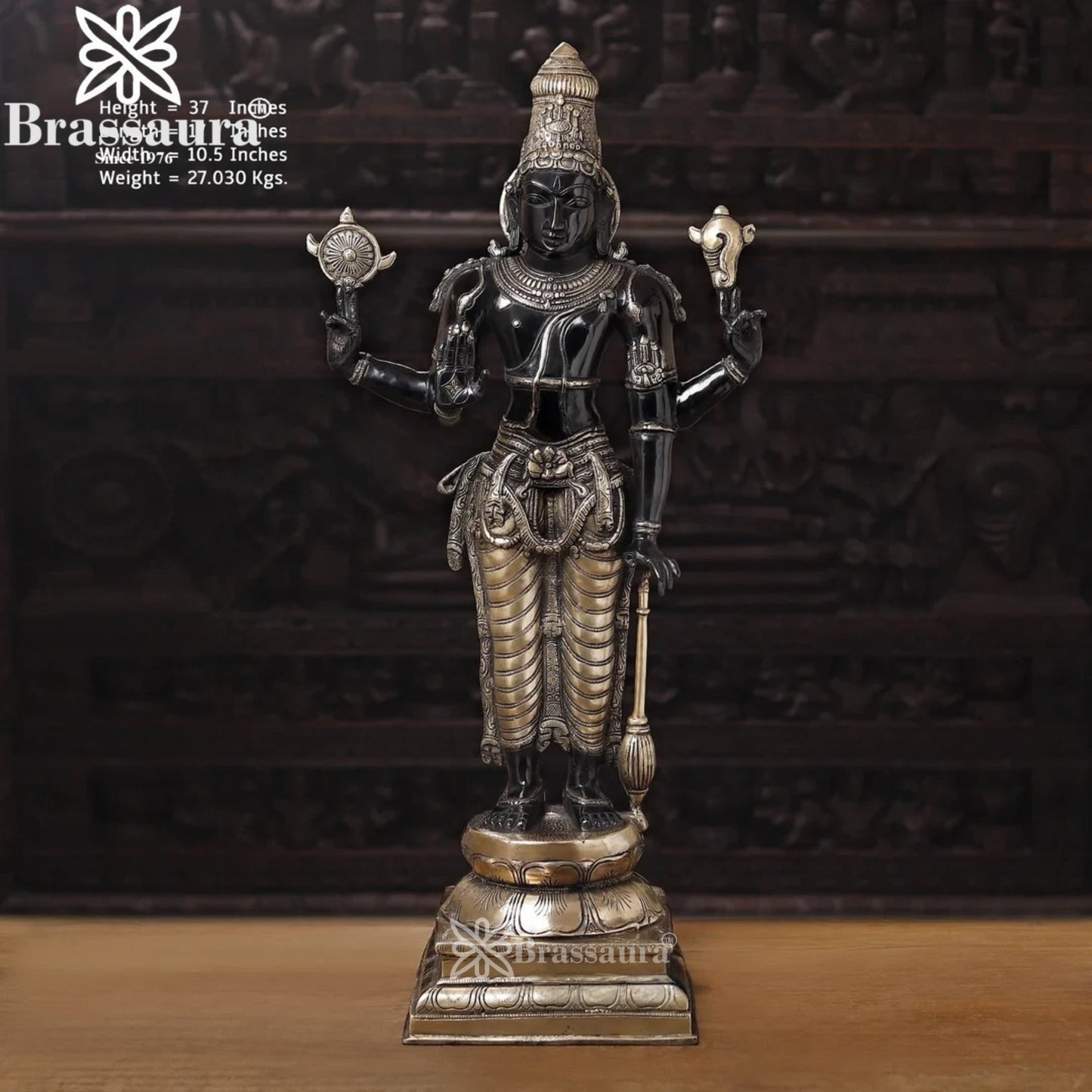 Brass Vishnu Statue Weight 27.03 Kg And Height 37 Inch