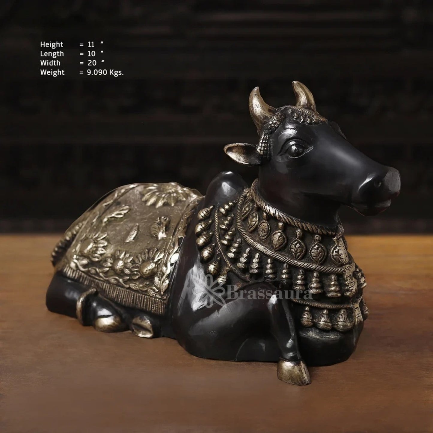Brass Nandi Statue Weight 9.09 Kg And Height 11 Inch