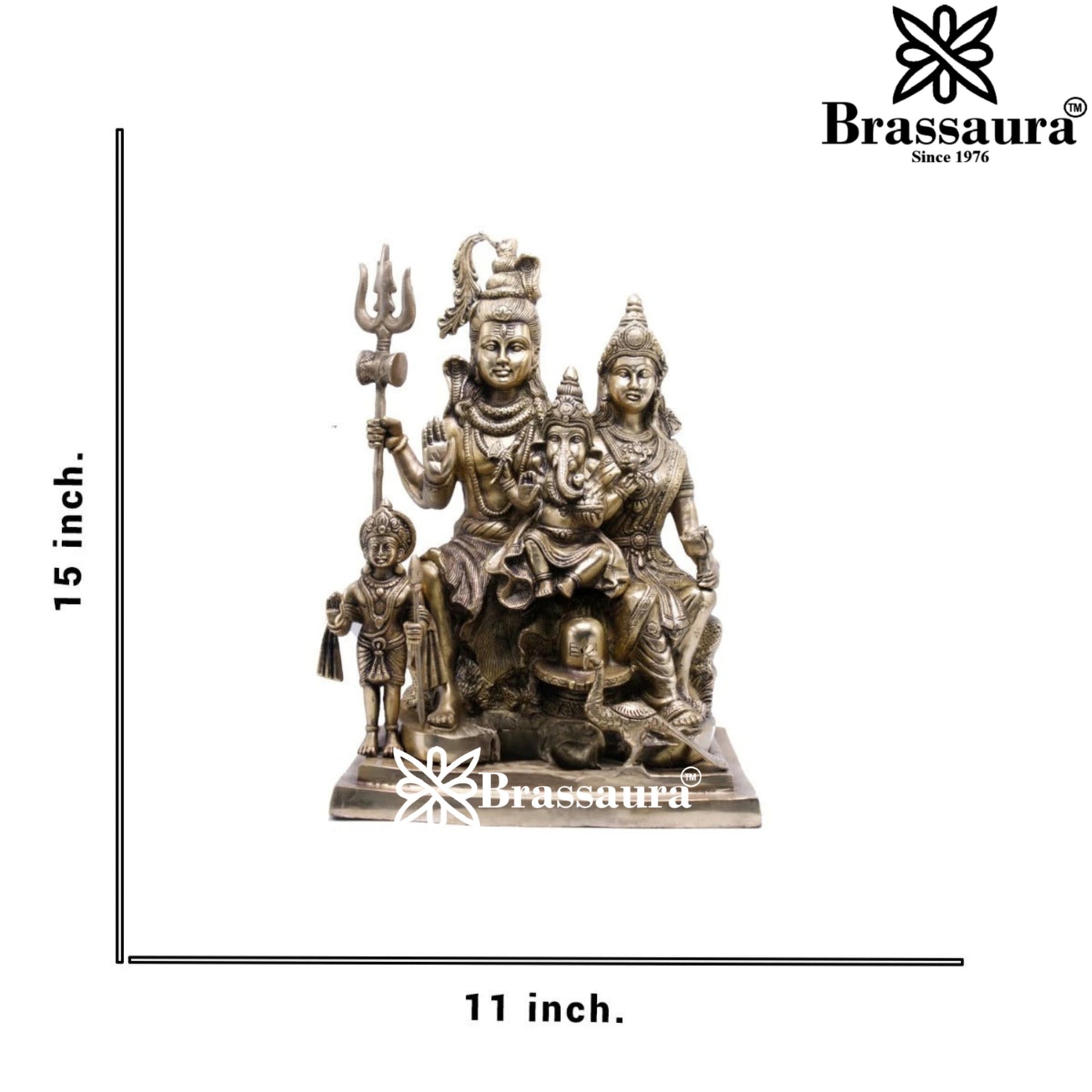 Brass Classic Shiv Family Weight 14 Kg & Height 15 Inch