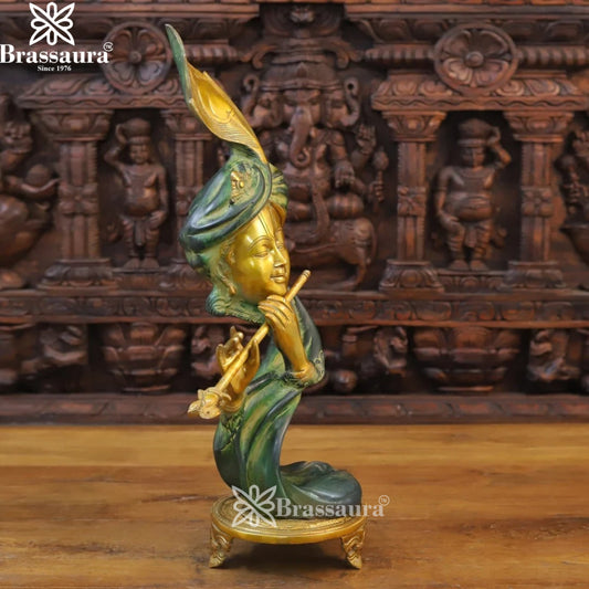 Brass Krishna Murti Weight 6.76 Kg And Height 22 Inch