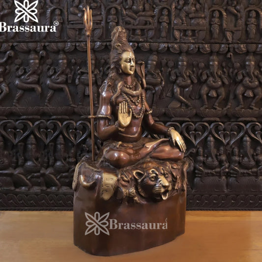 Brass Lord Shiva Statue With Base Weight 48.76 Kg And Height 40 Inch