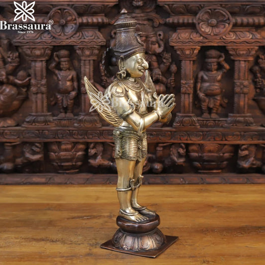 Brassaura™ Brass Standing Garuda Idol – Height 22 Inches & Weight 9.92 Kgs | Home Temple & Spiritual Décor