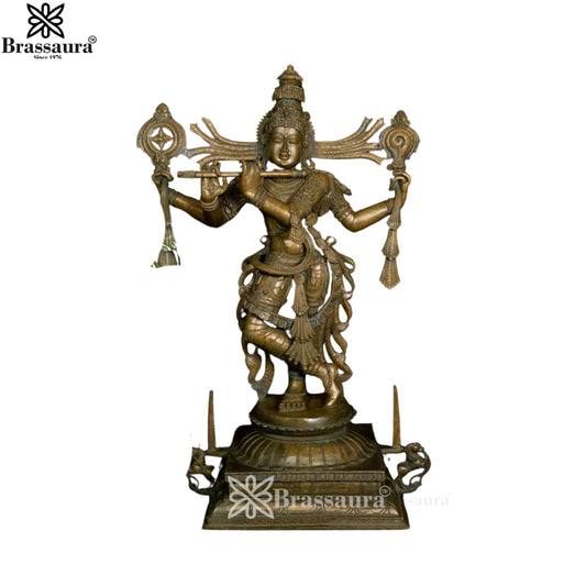 Bronze Antique Krishna Murti Weight 81 Kg And Height 39 Inch