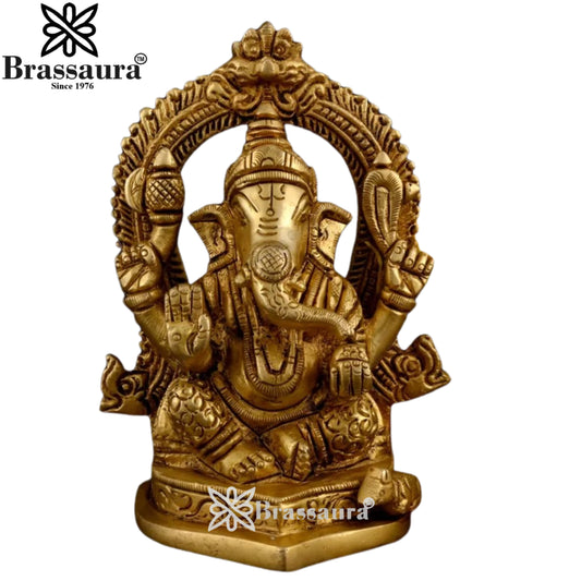 Brass Ring Ganesha Statue Weight 1 Kg And Height 4.5 Inch