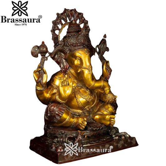 Brassaura Brass Ganesha Idol | Height 20 Inches