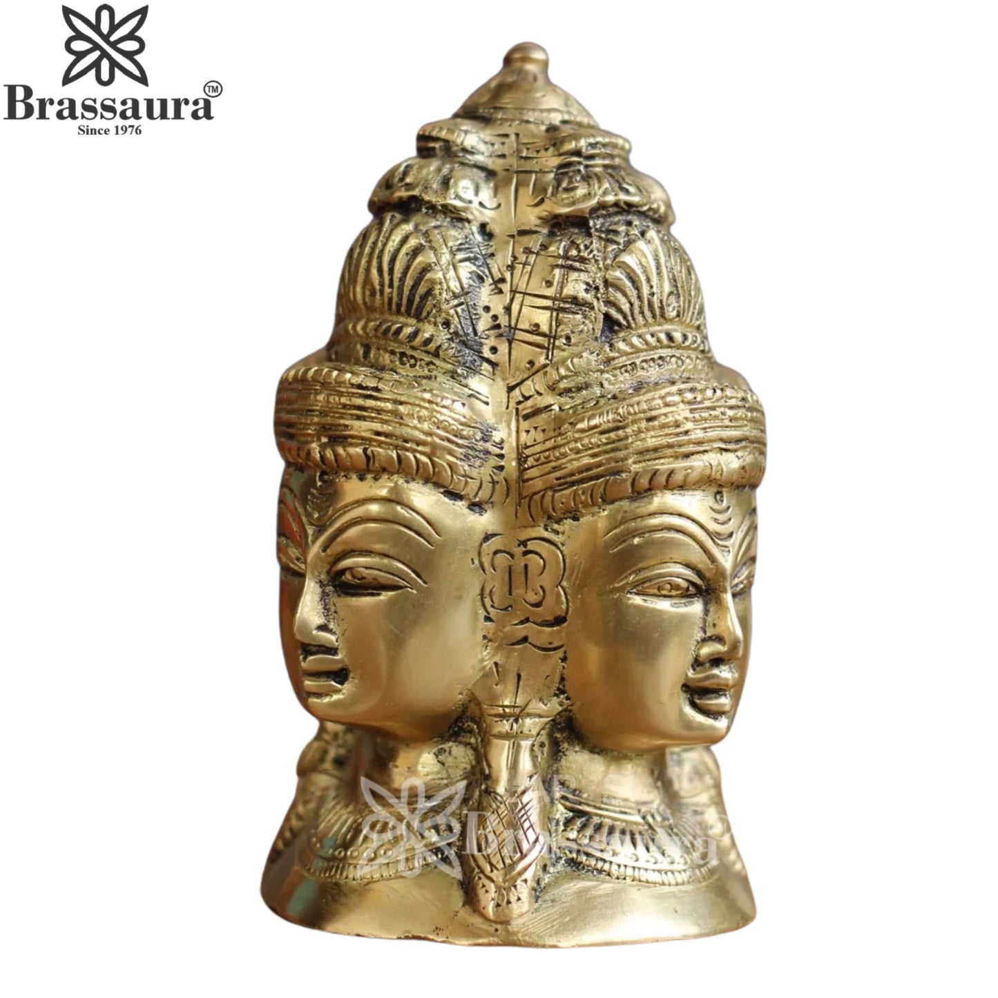 Brass 3 Face Shiva Mukhlingam Statue Weight 1.35 Kg And Height 5.5 Inch