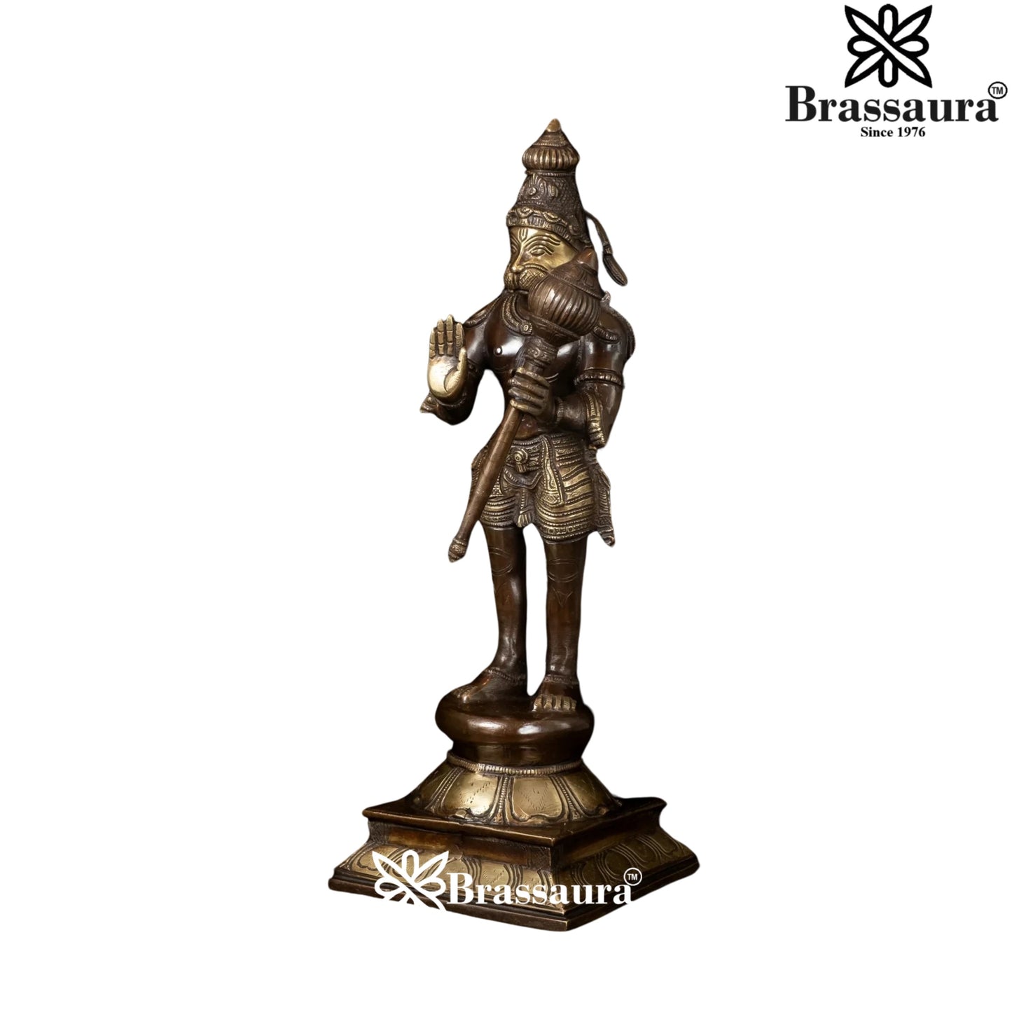 Brassaura™ Artistic Brass Hanuman Idol – Height 16 Inches & Weight 4.8 Kgs | Devotional Use