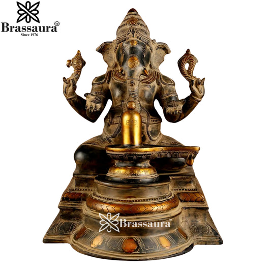 Brass Ganesha & Shivling Weight 10.5 Kg & Height 14.5 Inch