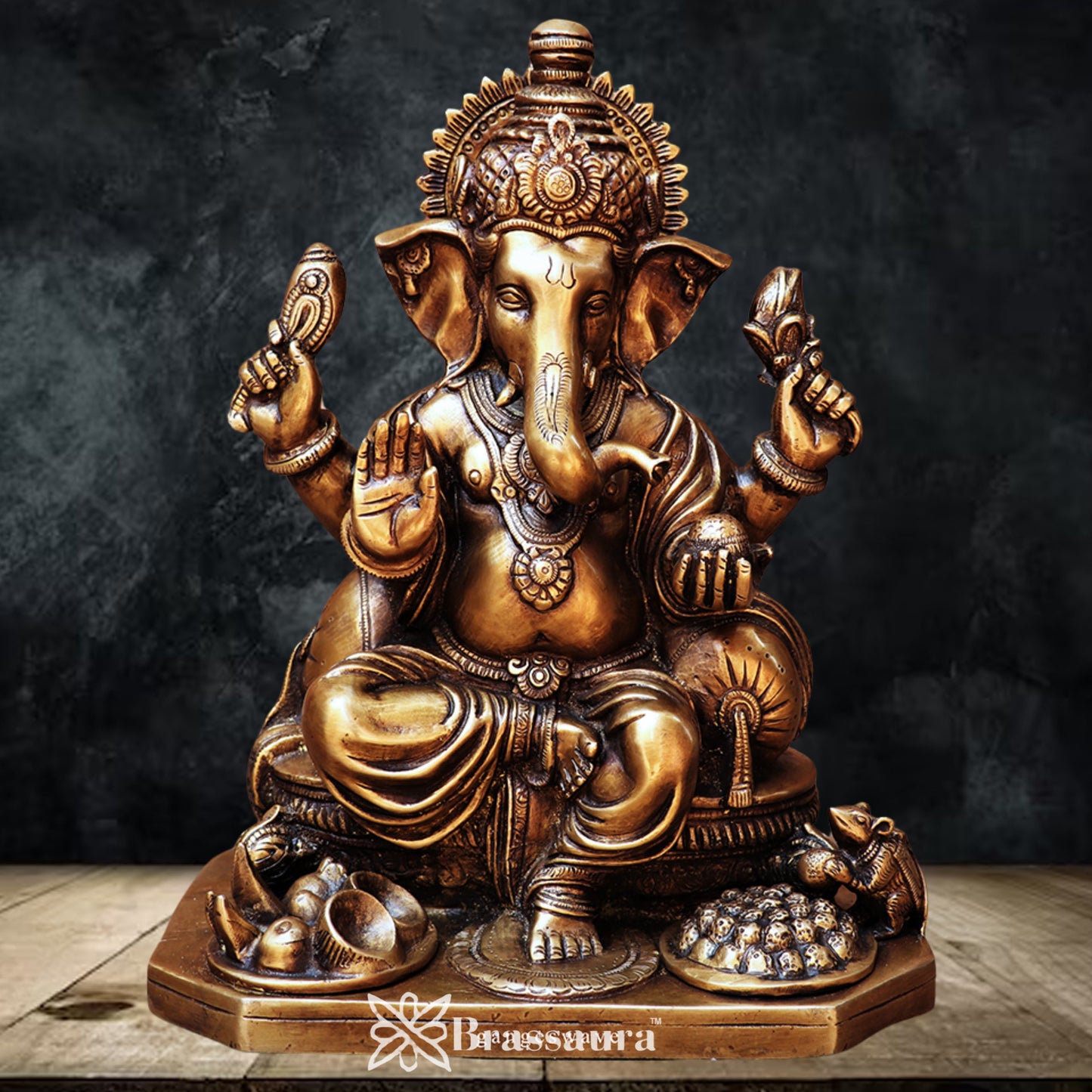 Brass Ganesha Statue Weight 10.6 Kg & Height 13 Inch