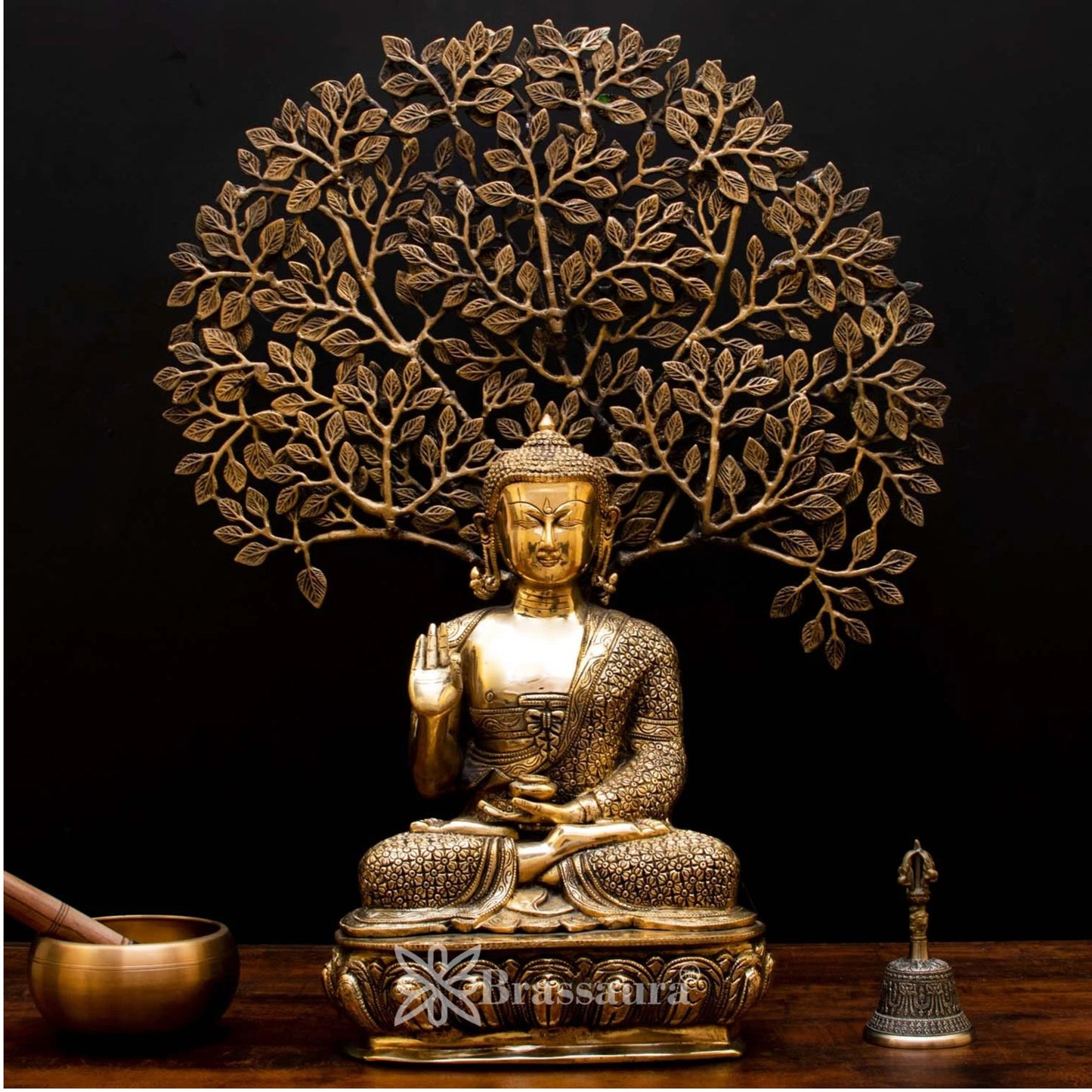 Brass Tree Blessing Artistic Buddha Weight 20 kg & Height 25 Inch