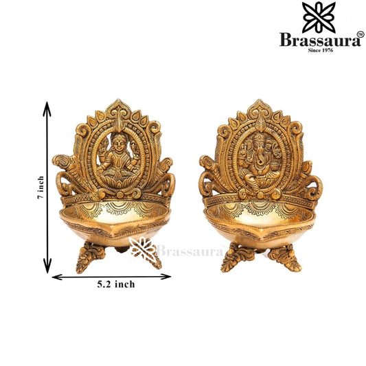 Brass Antique Lakshmi Ganesh Weight 2.5 Kg & Height 7 Inch