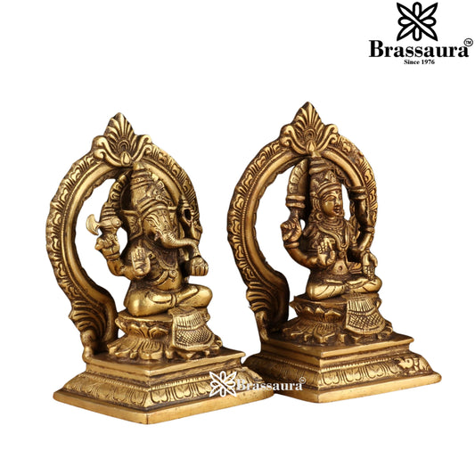 Brass Artistic Lakshmi Ganesh Weight 3.1 Kg & Height 7 Inch