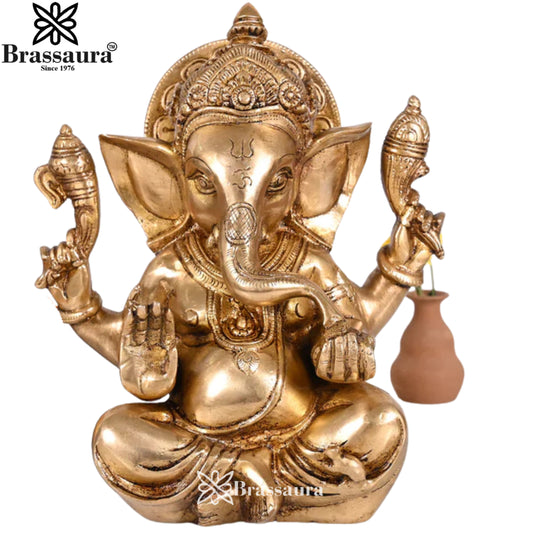 Brass Ganesha Statue Weight 3.17 Kg & Height 8 Inch