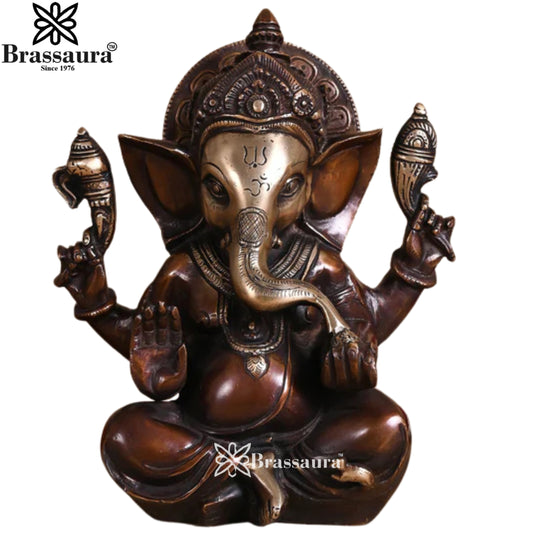 Brass Ganesha Statue Weight 3.1 Kg & Height 8 Inch