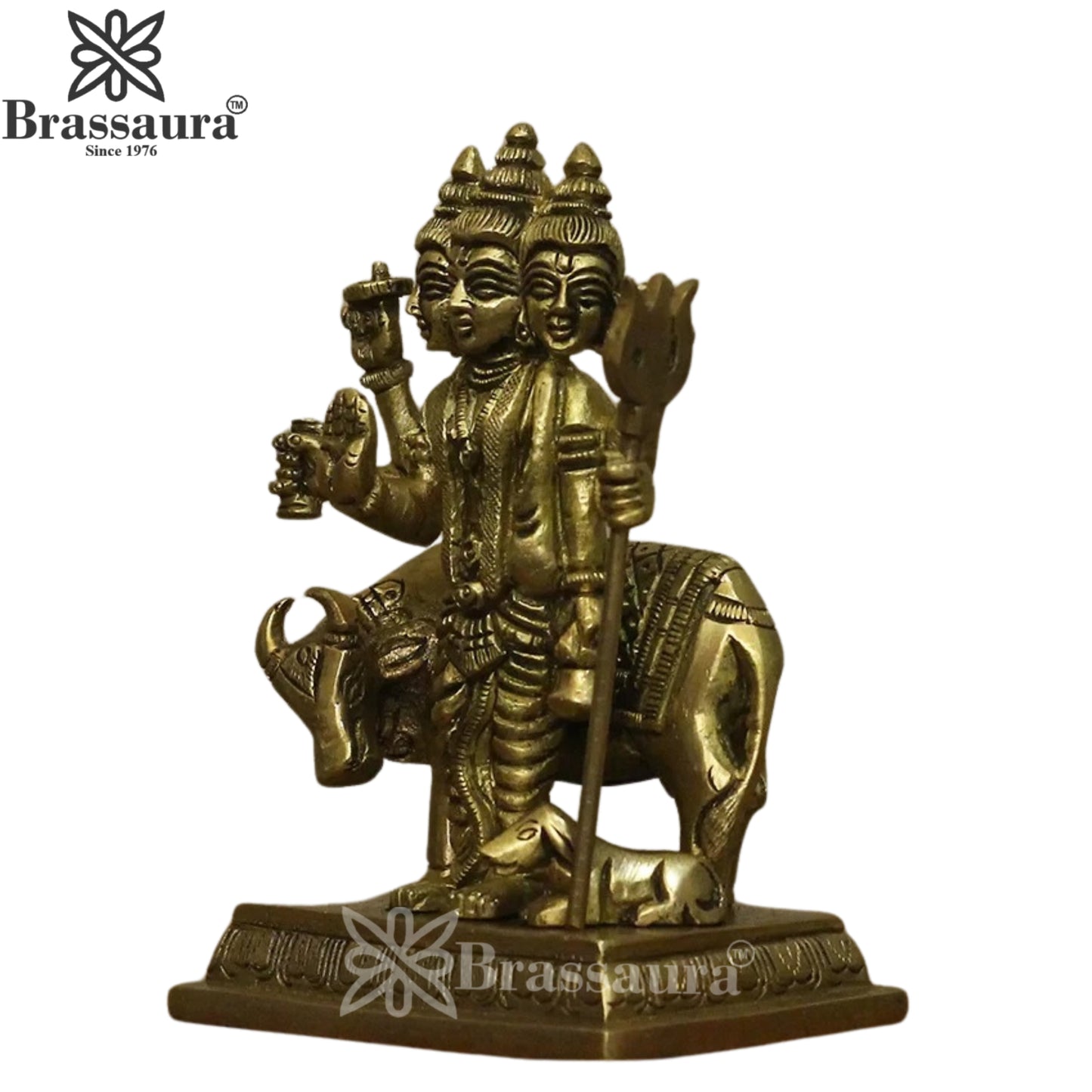 Brass Dattatreya Statue Weight .9 Kg And Height 5 Inch