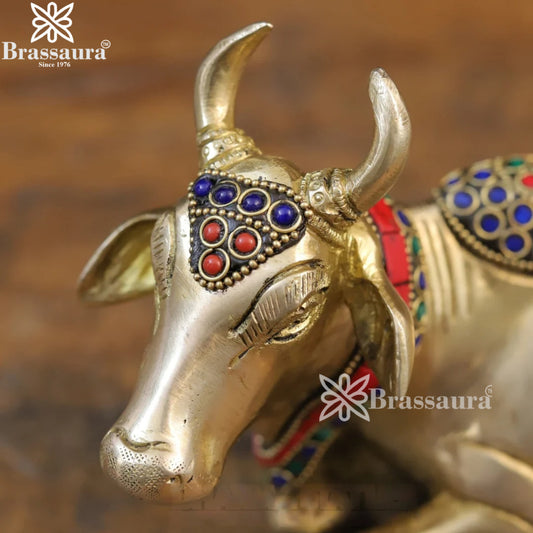 Brass Nandi For Home Décor And Gift Items Weight 2.68 kg Height 6 Inch