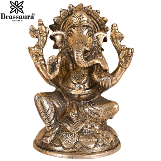 Brass Ganesha Statue Weight 1 Kg & Height 4 Inch