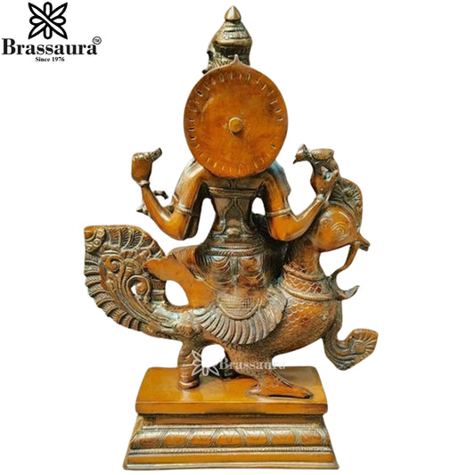 Brassaura™ Brass Saraswati Mata Murti – Height 19 Inches & Weight 15 Kgs | Puja & Worship Idol
