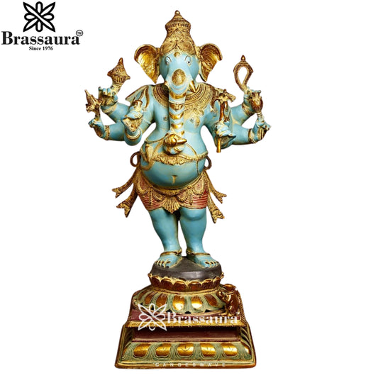 Brass Vintage Standing Ganesha Weight 46.7 Kg & Height 36 Inch