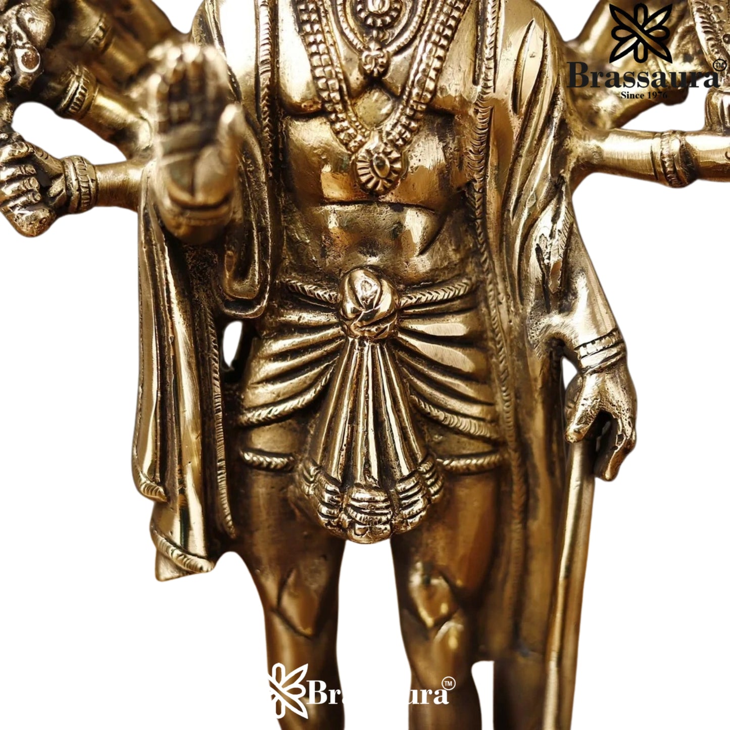 Brassaura™ Brass Panchmukhi Hanuman Idol for Pooja Room – Height 13.5 Inches & Weight 4.62 Kgs | Classic Décor