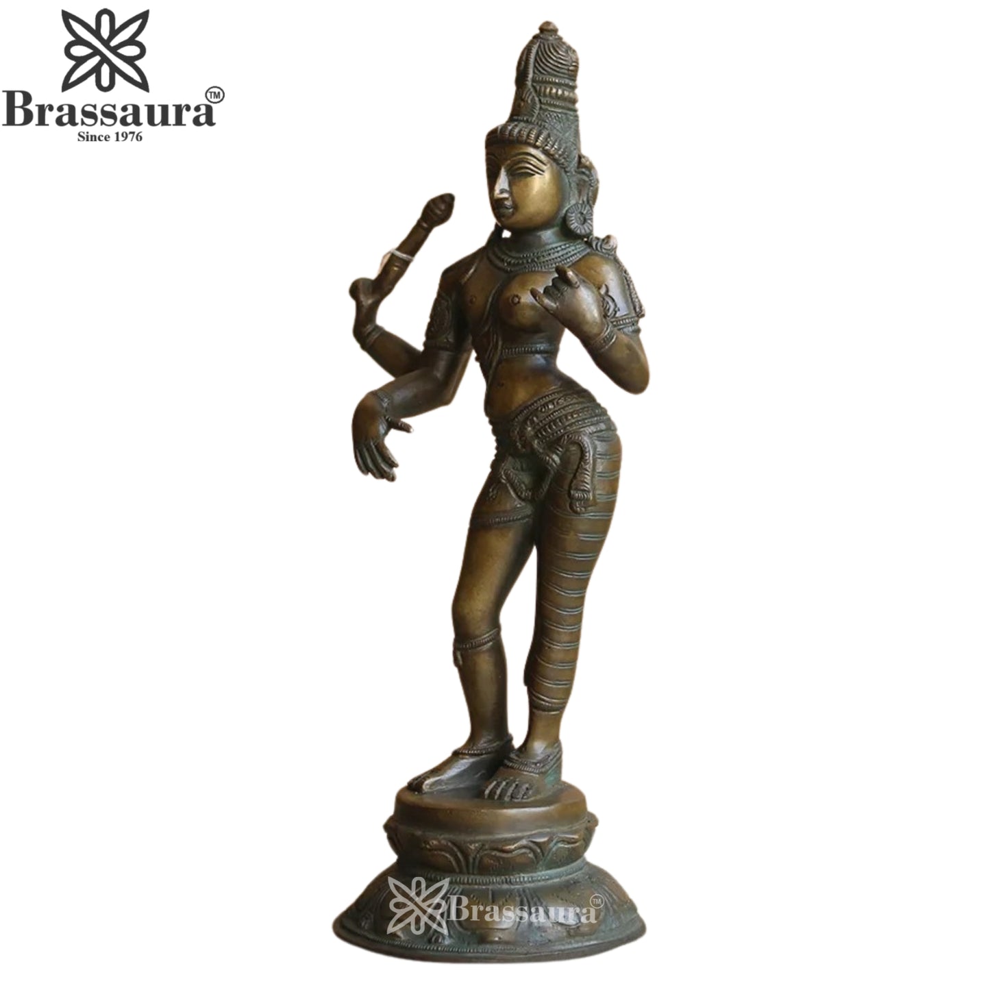 Brass Aardhnareshwar Statue Weight 3.15 Kg And Height 13.5 Inch
