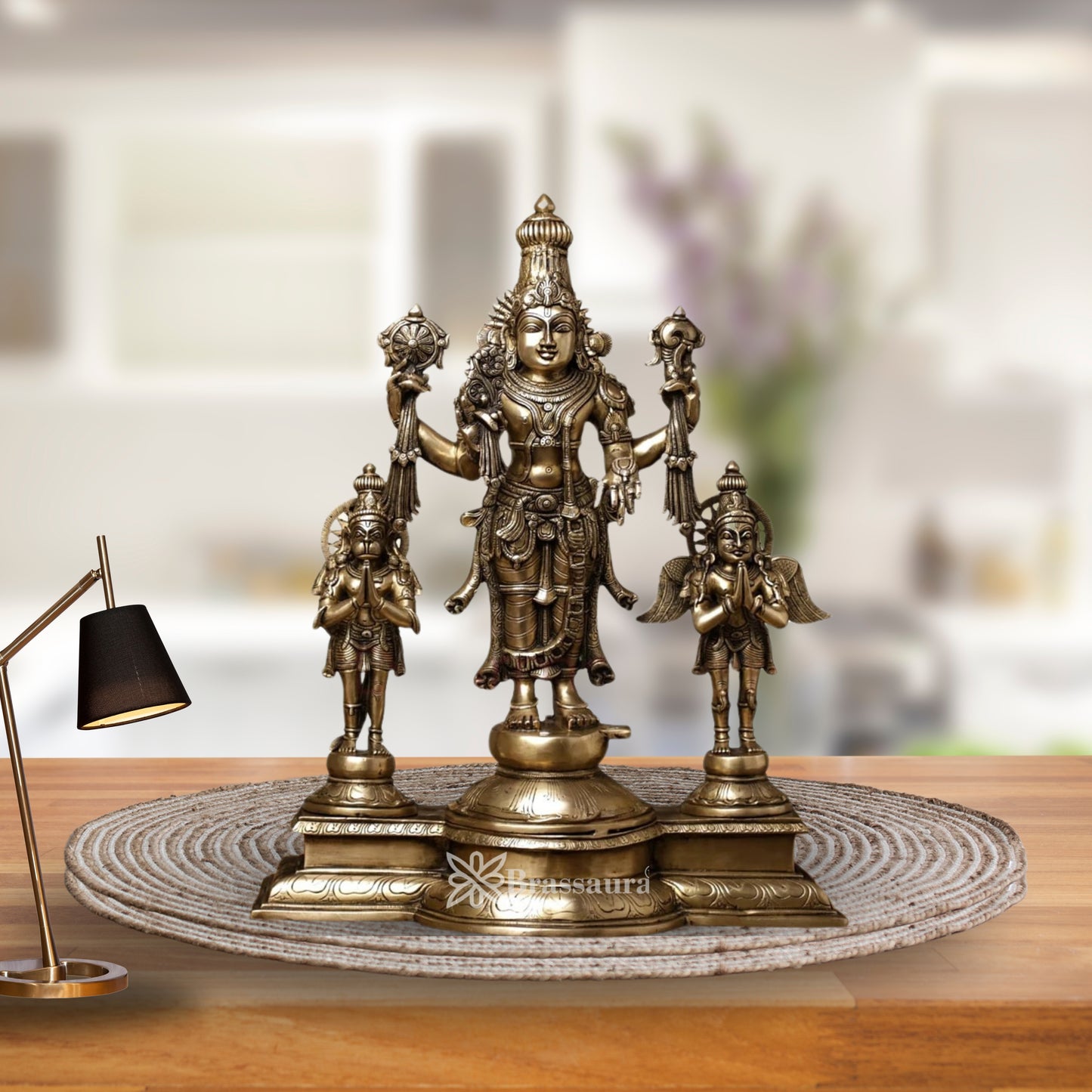 Brass Vishnu Garuda & Hanuman Statue Weight 25 Kg And Height 24.5 Inch