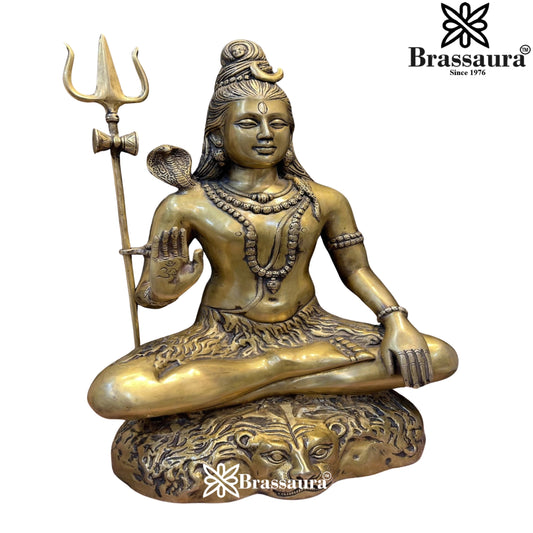 Brassaura™ Decorative Brass Shiva Statue – Height 23 Inches & Weight 17.5 Kgs | Spiritual Idol for Home Décor