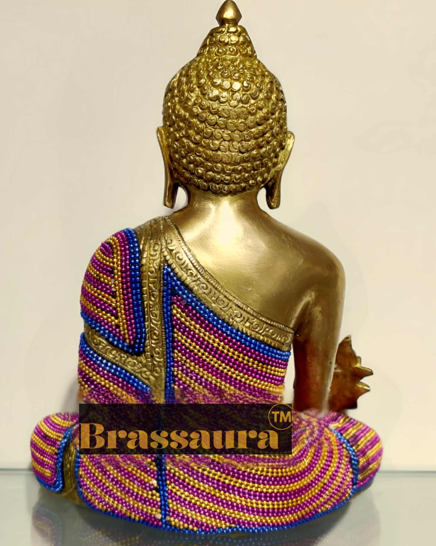 Brassaura™ Brass Premium Gem Stone Work Buddha Idol – Height 10.5 Inches & Weight 5 Kgs