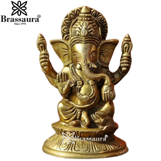 Brass Ganesha Statue Weight .39 Kg And Height 3.9 Inch