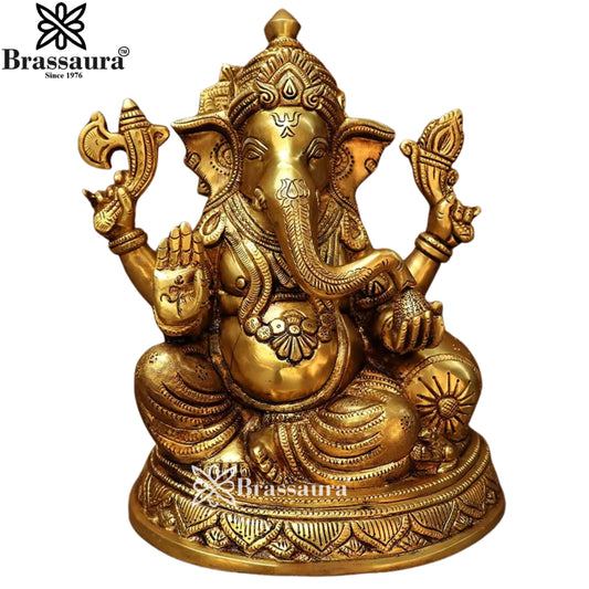 Brass Ganesha Statue Weight 4.8 Kg & Height 9.5 Inch