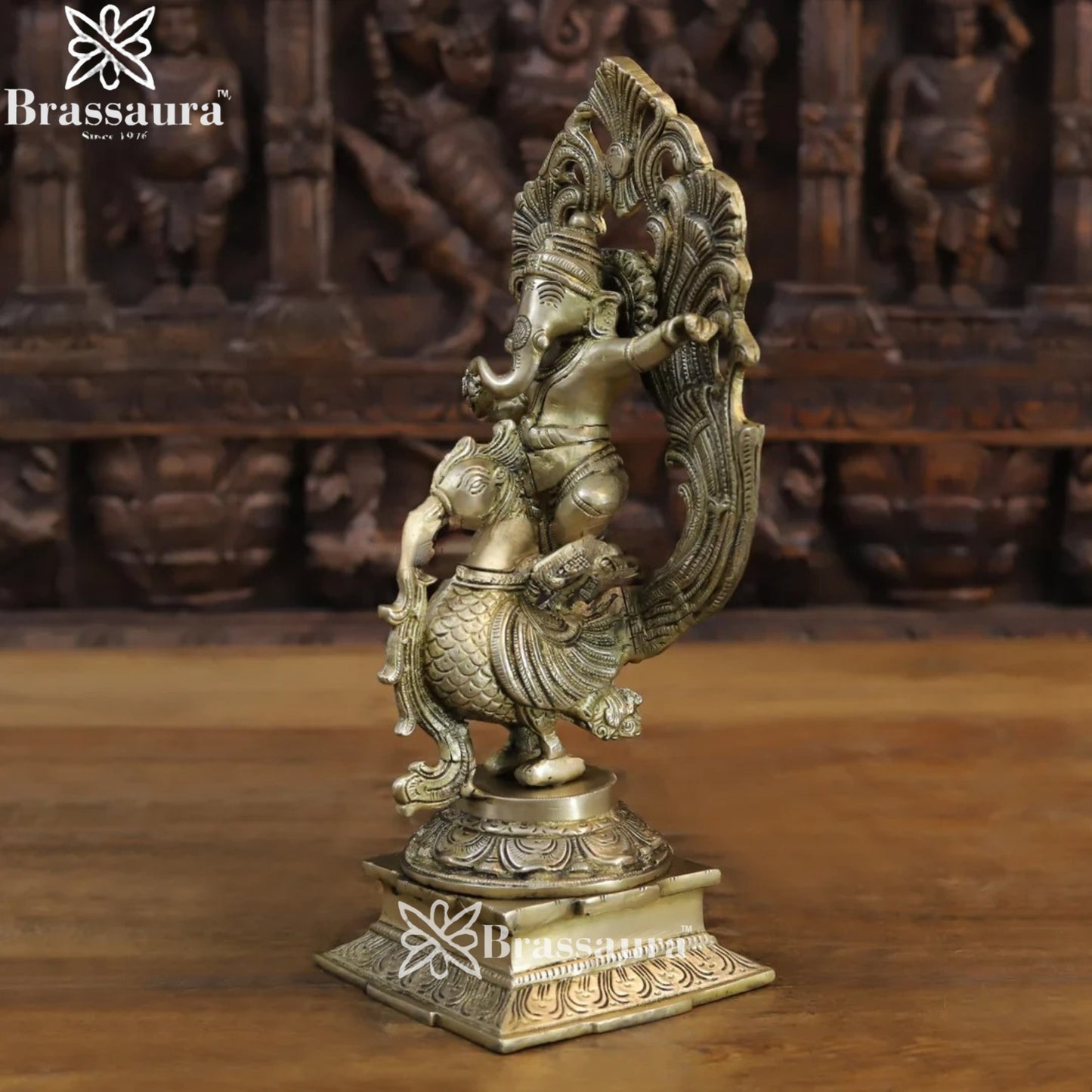 Brass Peacock Ganesha Weight 4.28 Kg & Height 14 Inch