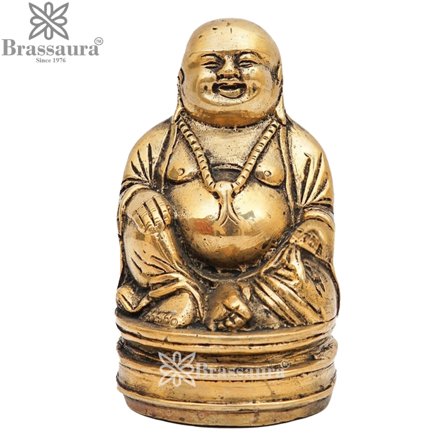 Brass Laughing Buddha Weight 2.8 kg & Height 7 Inch