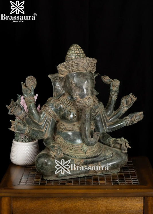 Bronze Ganesha Statue Weight 3.1 Kg And Height 13.5 Inch