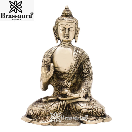 Brass Blessing Buddha Weight 1.1 kg & Height 5.5 Inch