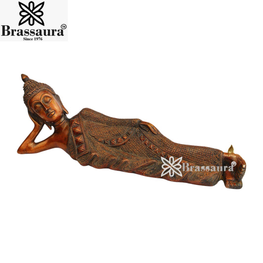 Brass Vintage Relaxing Buddha Weight 4.5 Kg & Height 7 Inch