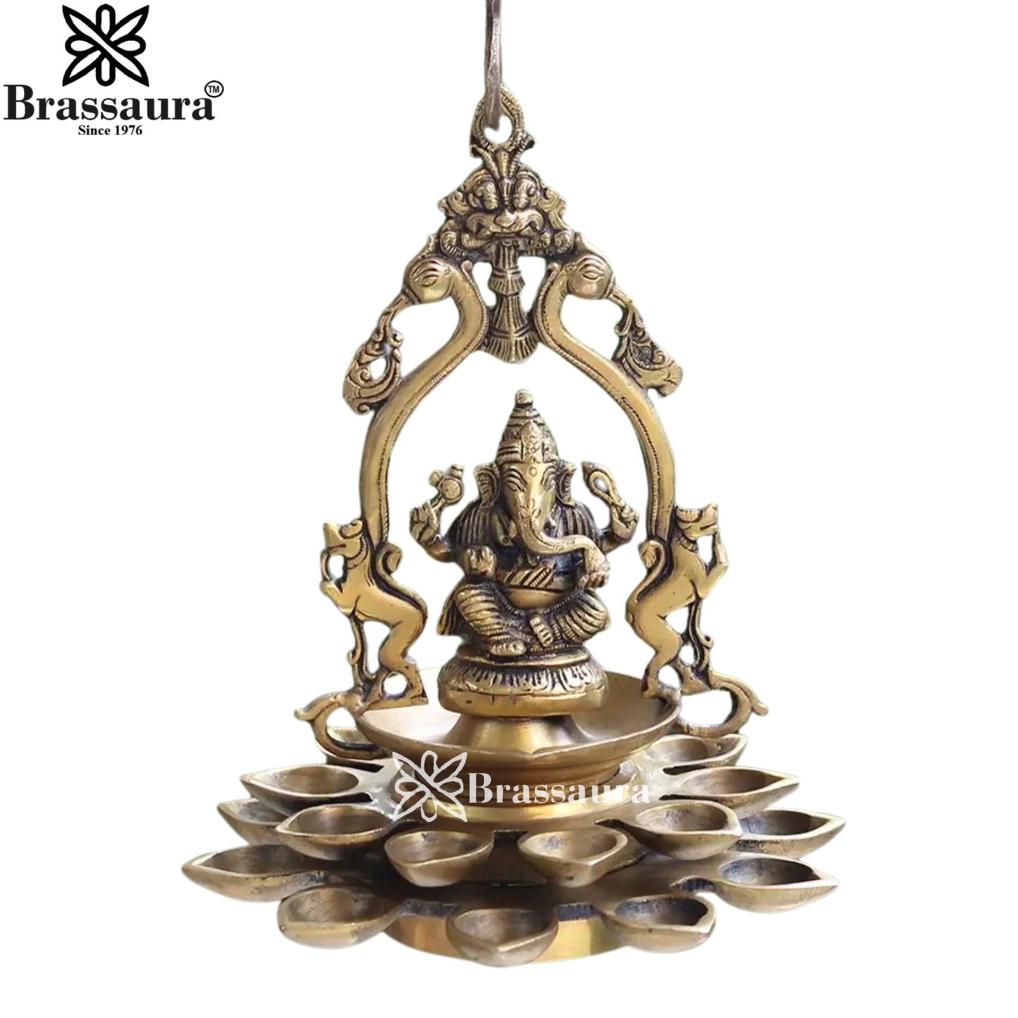 Brass Ganesha Statue Weight 3.7 Kg And Height 11.5 Inch
