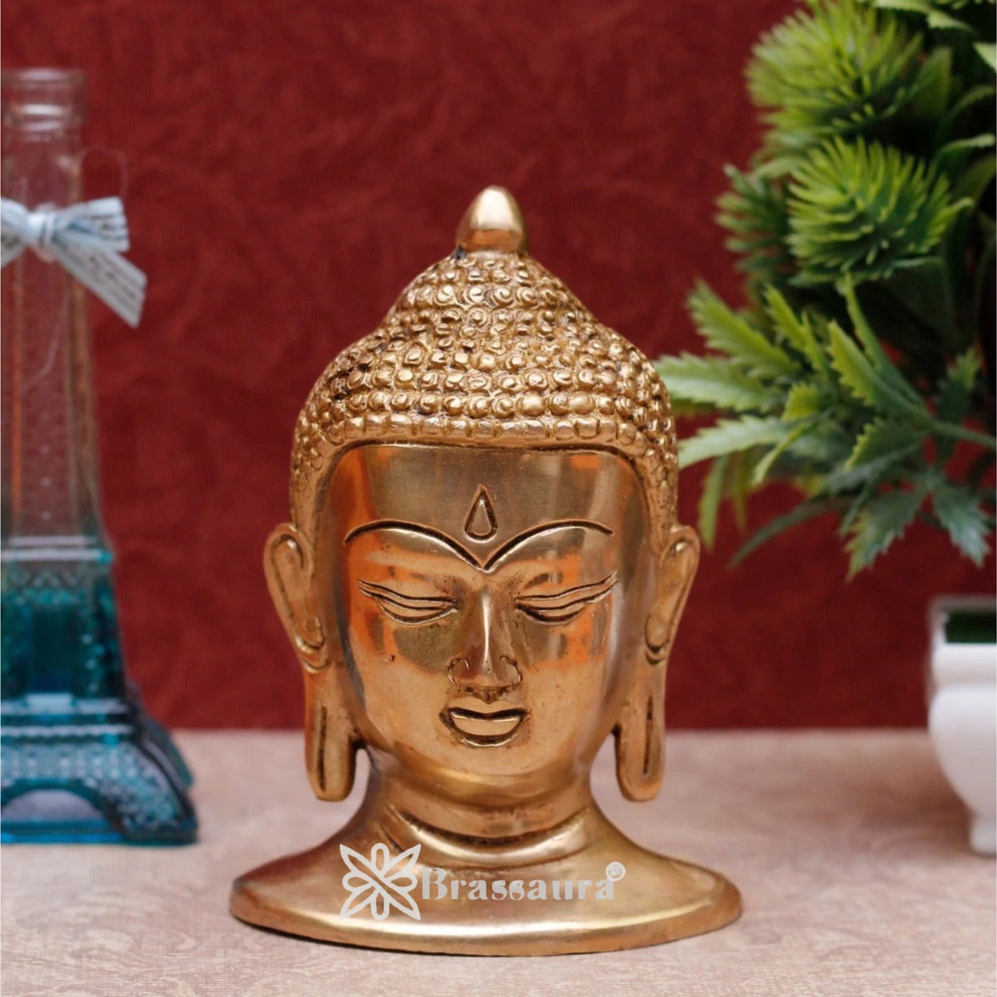 Brass Head Royal Golden Buddha Weight 1 kg & Height 5 Inch