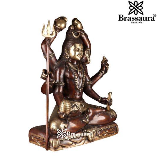 Brassaura™ Traditional Brass Lord Shiva Murti – Height 30 & Weight 48 Kgs | Sacred Home Accent