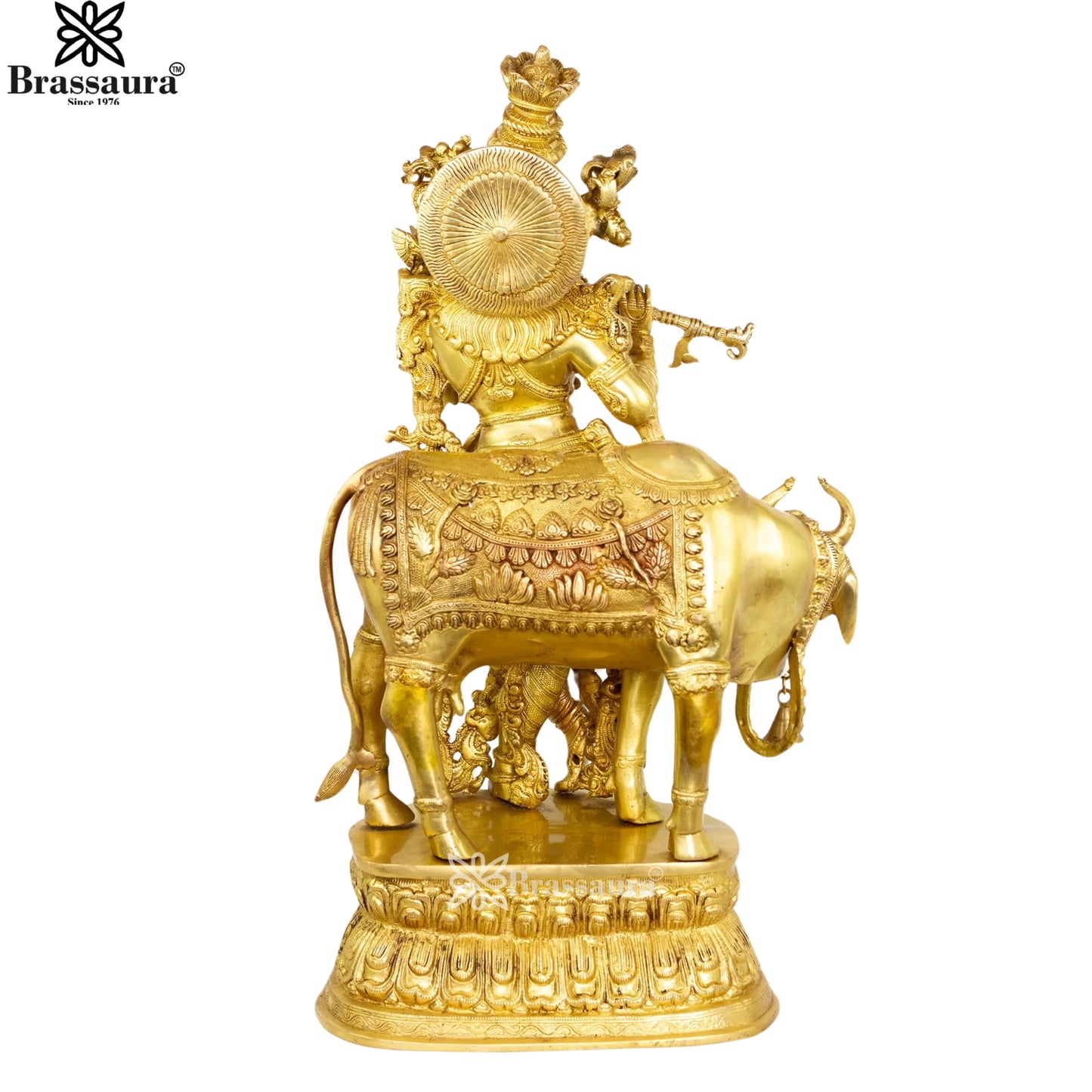 Brass Cow Krishna Murti Weight 32 Kg And Height 28 Inch