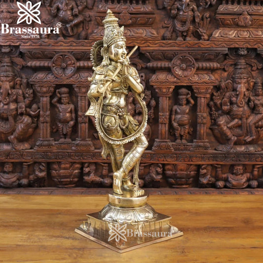 Brass Royal Gold Krishna Murti Weight 17 Kg And Height 28.5 Inch
