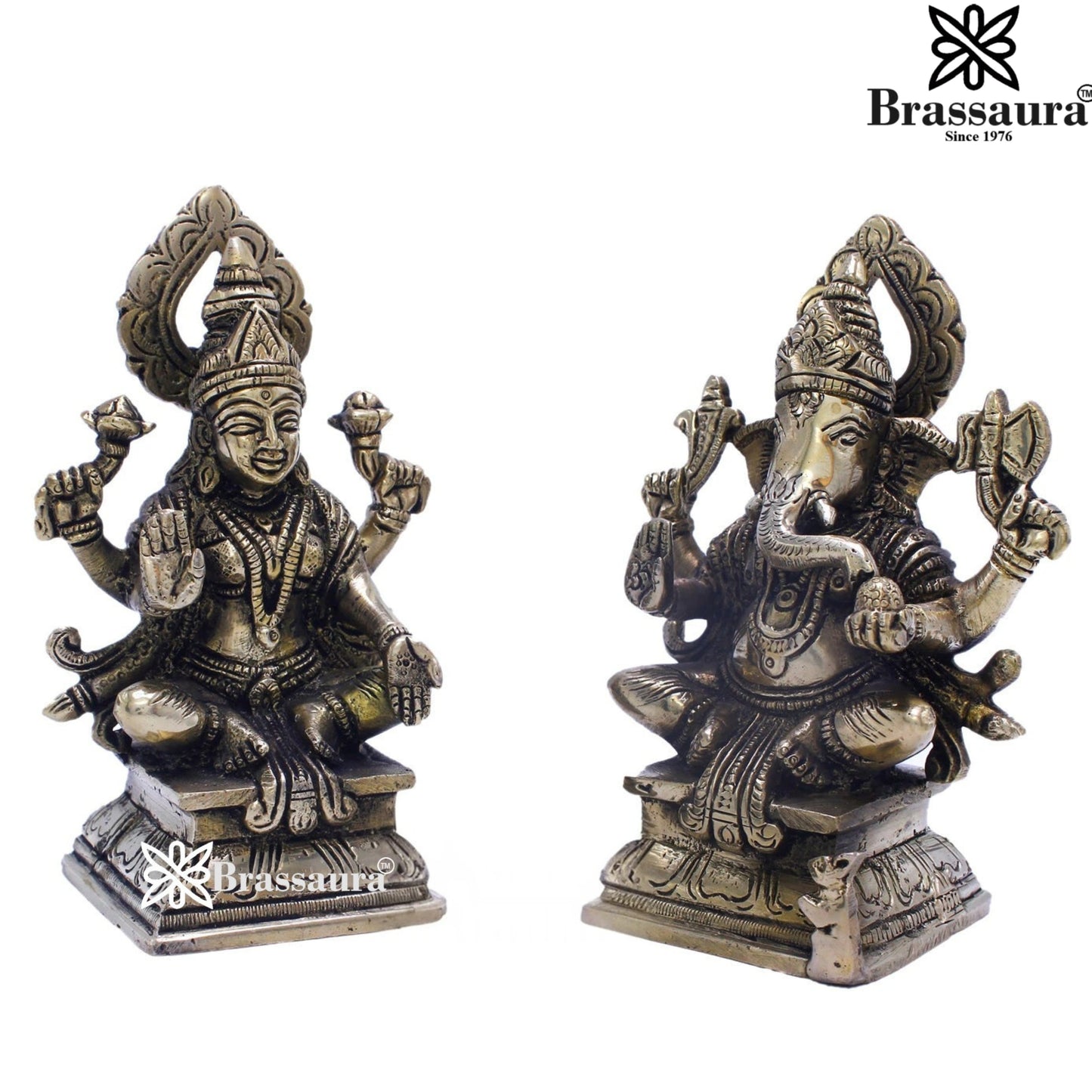 Brass Antique Lakshmi Ganesh Weight 2 Kg & Height 5.5 Inche